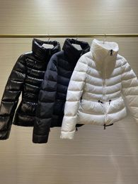 Winter Fashion Ultra Light Puffer Coat Women Lace Up Warm Casual 90% White Duck Down Fillers Cropped Jackets