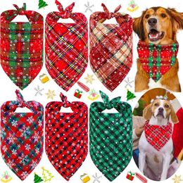 Dog Collars M Size Pet Christmas Dress Up Triangle Towel Plaid Collar For Large Breed Dogs Female Cute Boy