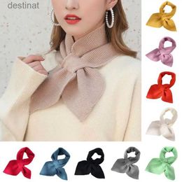 Scarves New Pink Cross knitted Scarf Women Winter Fashion Thick Warm Neck Collar Scarves for Ladies Crochet Foulards Shawl and ScarfL231104