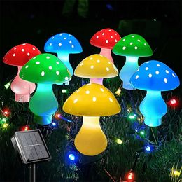 Lawn Lamps 3/8/10pcs LED Solar Mushroom Light Outdoor Garden Decor Waterproof Fairy Light Solar String Light Pathway Lawn Lamp Garden Light P230406