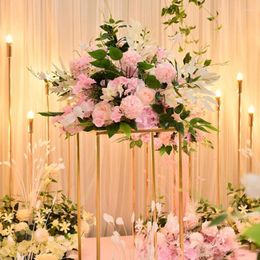 Decorative Flowers Wedding Decoration Props Artificial Rose Flower Ball Stage Background Road Guide Roman Column Pot