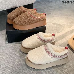 Ugglie Slipper Tasman cheap Chestnut Fur Slides Sherpa fleece fluffy Tazz braid scuffs Mules Women Ultra Mini Platform Boot Slip-on Shoes Comfort australia