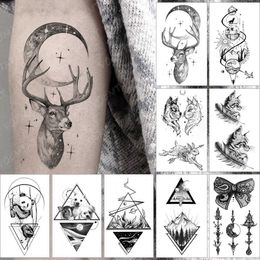 5 PC Temporary Tattoos Waterproof Temporary Tattoo Sticker Small Moon Deer Star Mountain Flash Tatoo Forest Wrist Fake Tatto For Body Art Women Men Z0403