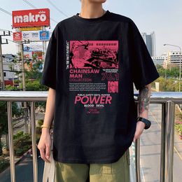 Mens TShirts Chainsaw Man Power T Shirt Aesthetic Couple Graphic Tees Tops Women Oversized Short Sleeve Tshirt Harajuku Kawaii 230404