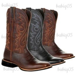 Men's Western Cowboy Vintage Embroidered Slip on Shoes Plus Size Casual Platform Hiking Boots Zapatos Casuales De Hombre T231104