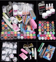 Women039s Fashion 42 Nail Polish Acrylic Nail Art Tips Liquid Brush Glitter Clipper Primer File Set Kit For Drop7899954