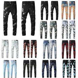 New Italy Pop Style Mens Ripper Jeans Denim Long Pants Skinny fit Slim stretch Men's Biker Jean Patchwork Distressed Top Quality Embroidery Streetwear