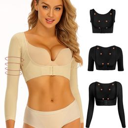 Waist Tummy Shaper Women Arms Shaper Slimming Body Shaper Shoulder Underwear Back Posture Corrector Humpback Prevent Power Stone Raise Chest Lifter 230403