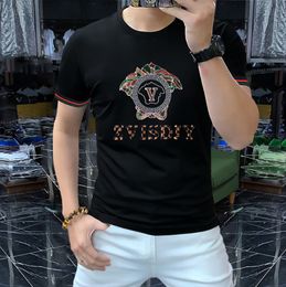 Men's T-Shirts Summer New Short Sleeve T-shirt Men's Fashion Brand European Embroidery Sequins Fashion Fit Round Neck Half Sleeve