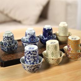 Cups Saucers Retro Blue And White Porcelain Teacup Creative Ceramic Small Wine Cup Set Chinese Water Office Tea Drinkware