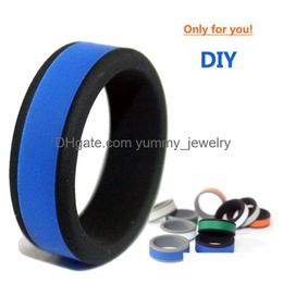 Band Rings 8Mm Compose Sile Wedding Band Rings For Women Men Comfortable Flexible Outdoor Sports Engagement Two Tone Fashion Jewelry D Dhdbj