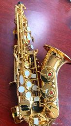 New Soprano Saxophone Professional Instrument High Quality Curved Saxophone W-010 Gold Brass Sax With case