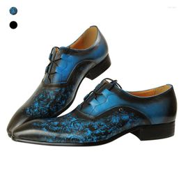 Dress Shoes Arrival Wedding For Men Vintage Classic Gentleman Breathable Blue Black Work Formal Wear Social Male Shoe Zapato