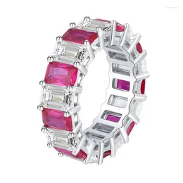 Cluster Rings S925 Silver Wedding Colorful Treasure Red Corundum Dual Tone Retro Matching Ring 4 6 Jewelry