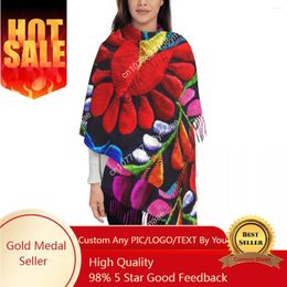 Scarves Custom Printed Mexican Fiesta Flowers Art Scarf Women Men Winter Warm Textile Embroidery Shawl Wrap 3D Print