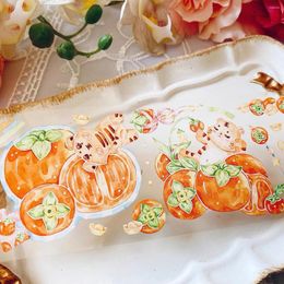 Gift Wrap Lovely Persimmon Tiger Washi PET Tape For Card Making DIY Scrapbooking Decorative Sticker