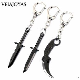 Counter Strike CSGO Keychain Karambit M9 Dagger Claw Knife Weapon Model Alloy keyring 6 5cm Chaveiro car pendant Charm Jewellery J03273R