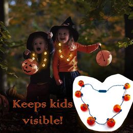 Christmas Decorations Halloween Pumpkin Lantern Necklace Led Light Up Skl String Lights Horror Eyeball/Ghost Luminous Tattoo Stickers Amqw8