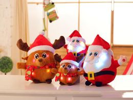 22cm Colourful Glowing christmas father Milu deer Plush Toys Creative Light Up LED Singing music Stuffed animals for Kids Christmas9642294