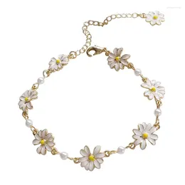 Link Bracelets 1 PCS Fresh Sweet Daisy Metal Bracelet Personality Minimalist Flower Adjustable Party Gift School Student Jewelry
