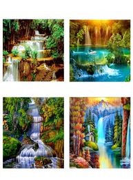 4PiecesLot DIY Waterfall 5D Diamond Painting Full Round Drill Landscape Embroidery Cross Stitch Wall Art Home Decor6877547