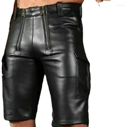 Men's Shorts Leather Pants A Cross-border Product Are Selling Solid Color PU Casual Short