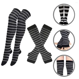Knee Pads Striped Glove Stockings Womens High Socks Winter Supplies Christmas Polyester Spandex Women's Long