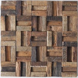 11pcs/lot, 3D Ancient Natural Old Ship Wood Mosaic Tiles, Bar Restaurant Fireplace Wall Decorative Tile ,MD-W002