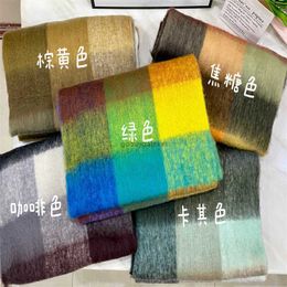 Scarves 2022 New Ac Warm Rainbow Plaid Long Autumn and Winter Soft Waxy Mohair ScarfYLZB