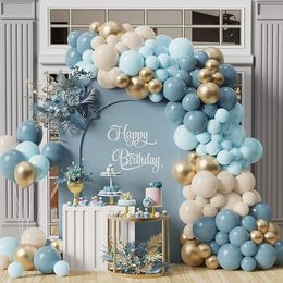 Other Event Party Supplies Teal Blue Balloon Arch Garland Kit White Sand Pastel Macaron Metal Gold Ballon Set Baby Shower Wedding Backdrop Decoration 230404