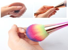Aluminum Soft Head Nail Dust Clean Powder Brush Single AcrylicUV Gel Nail Art Cleaner Remover Brush Beauty Colorful Tool4067860