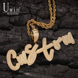 Uwin Name Necklace Brush Custom Letters Pendant Iced Out Letters Pendant Necklace Personalised Gift Drop CX200725235B