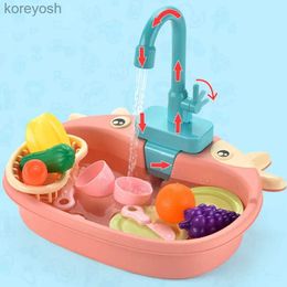 Kitchens Play Food Kids Kitchen Toys Simulation Electric Dishwasher Pretend Play Mini Kitchen Food Educational Summer Toys Role Playing Girls ToysL231104