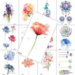 5 PC Temporary Tattoos Watercolour Flower Beauty Temporary Tattoos Sticker For Women Body Art Arm Tatoos Waterproof Tattoo Paper Fake Jewellery Tatoos Z0403