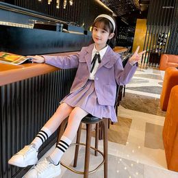 Clothing Sets Girls Jk Uniform Suit Set Spring Autumn Children Pleated Skirt Blazer 2pcs Outfit Kids Fashion Party Performance Costume A69