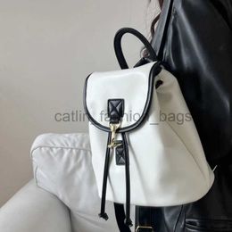 Backpack Style School Bags Fashion White Ladies Backpack Soft PU Leather Womens Tote Handbags Casual Drawstring Shoulder Bagscatlin_fashion_bags