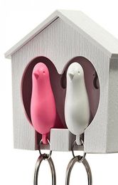 2 Birds Keychains House Nest Whistle Key Holder Chain Ring Keyholder Keychain Keyring Hanger Rack2176221