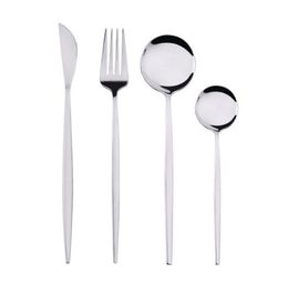 4Pcs/set Stainless Steel Dinnerware Flatware Set Dinner Knife Fork Spoon Tableware Cutlery Gold Silver SN5204