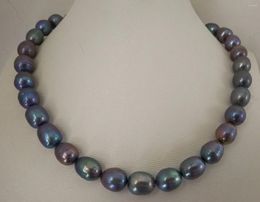 Chains STUNNING 9-10MM TAHITIAN BAROQUE BLACK PEARL NECKLACE 18INCH