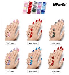 16pcssheet Solid Colour Nail Art Stickers Polish Wraps SelfAdhesive Full Cover Strips DIY Fashion Stickers Manicure Whole9843335