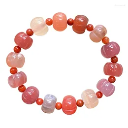 Strand JoursNeige Color Salt Source Carved Pumpkin Bead Natural Crystal Bracelets Luck For Women Single Fashion Bracelet Jewelry