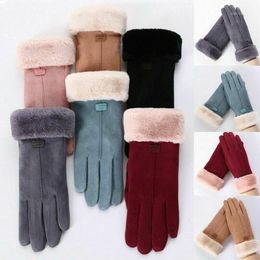 Five Fingers Gloves Womens Winter Thick Warm Soft Lining Stretch Mittens Thermal Touchscreen Cold Weather One Size Ladies