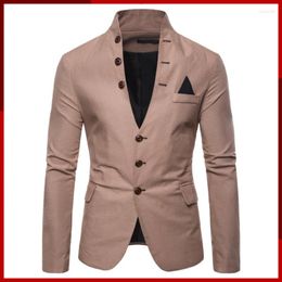 Men's Suits 2023 Spring Multi-button Decorative Men's Casual Stand-up Collar Suit High-quality Polyester Slim Fit Jackets