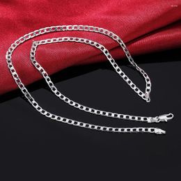 Chains 925 Sterling Silver 16-30 Inches Exquisite 4MM Sideways Chain Necklace For Women Lady Men Fashion Party Wedding Jewelry Gifts