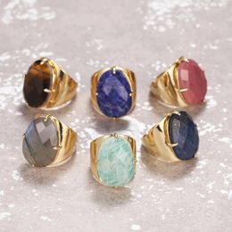 Cluster Rings Natural Stone Faceted High Quality Jewelry Gold Luxurious Party Multi Color Available For Men Women