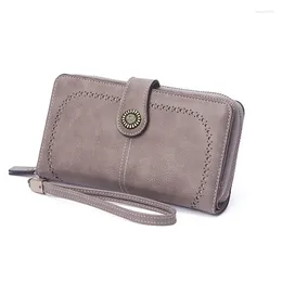 Wallets Arrival Long Zipper Oil Leather Clutch Phone Bag With Hollow-out Design And Coin Pocket For Women