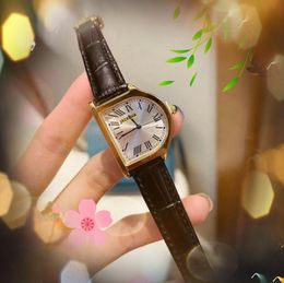 Special shape roman number tank dial quartz movement watch women classic popular style business small genuine leather band all the crime watches gifts