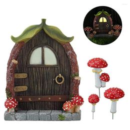 Garden Decorations Miniature Mushroom Statue Glows Decoration Accessories Resin Hedgehog Potted Landscape Lawn