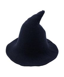 Stingy Brim Hats Ly Ladies Halloween Party Women Fashion Witch Hat Casual Solid Color Wide Knitted4161472