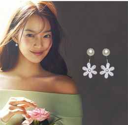 Stud Earrings Shin Min A Korean TV Show Same Earring Ornament Creative Fashionable Trend For Women Girl Flower SilverStud